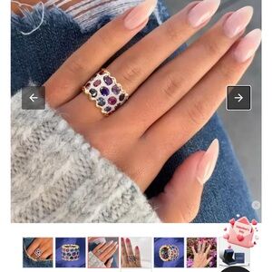 Elegant Oval Cut Multicolor Sapphire Cocktail Ring